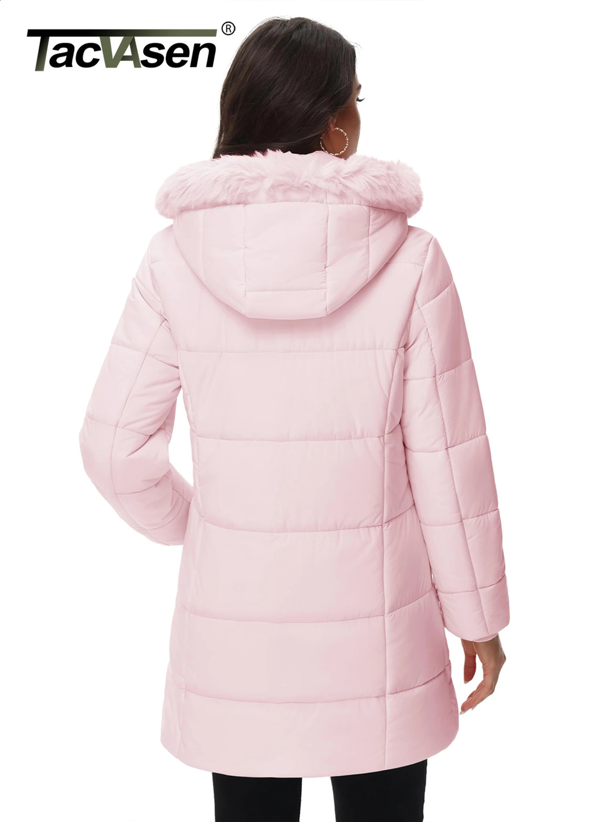TACVASEN Womens Winter Thicken Parka Coat Warm Jacket Down Puffer Outwear with Faux Fur Removable Hood Waterproof Windproof 251022