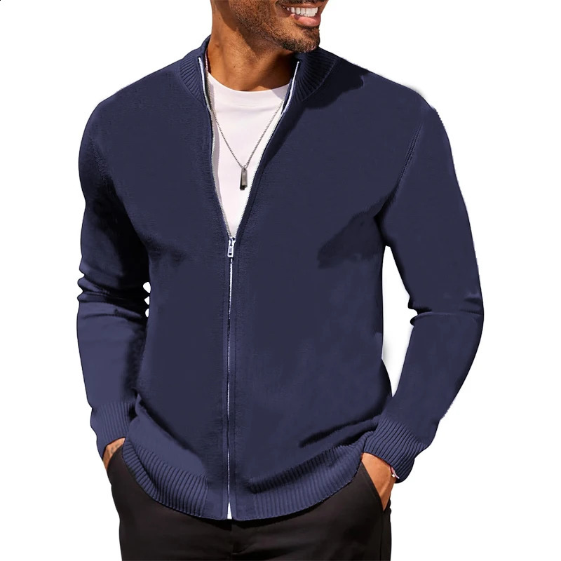 Animal Game Mens Knit Cold Blouse Zipper Cardigan Sweaters Stand Collar Casual Sweater Jumper Woolen Warm Knitwear Streetwear 251023