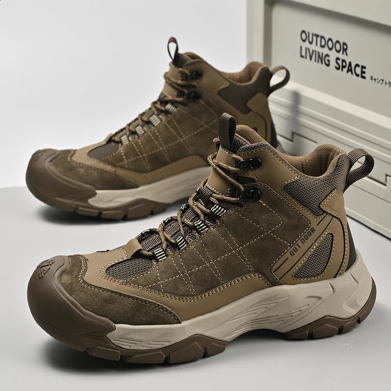 Outdoor Men High Top Shoes AntiSlip Sports Ankle Boots Leisure Mountain Climbing Mens Footwear NonSlip Male Motorcycle Boots 251021