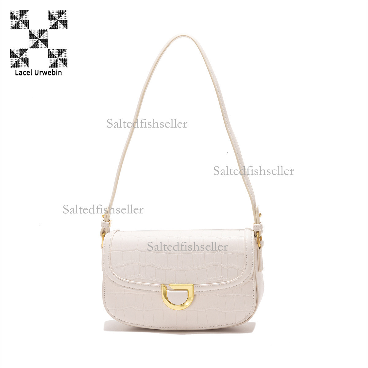 Lacel Urwebin Designer Luxury Women's Handbag Fashion New Stone Pattern Metal Magnetic Buckle Saddle Bag Versatile French Underarm Single Shoulde