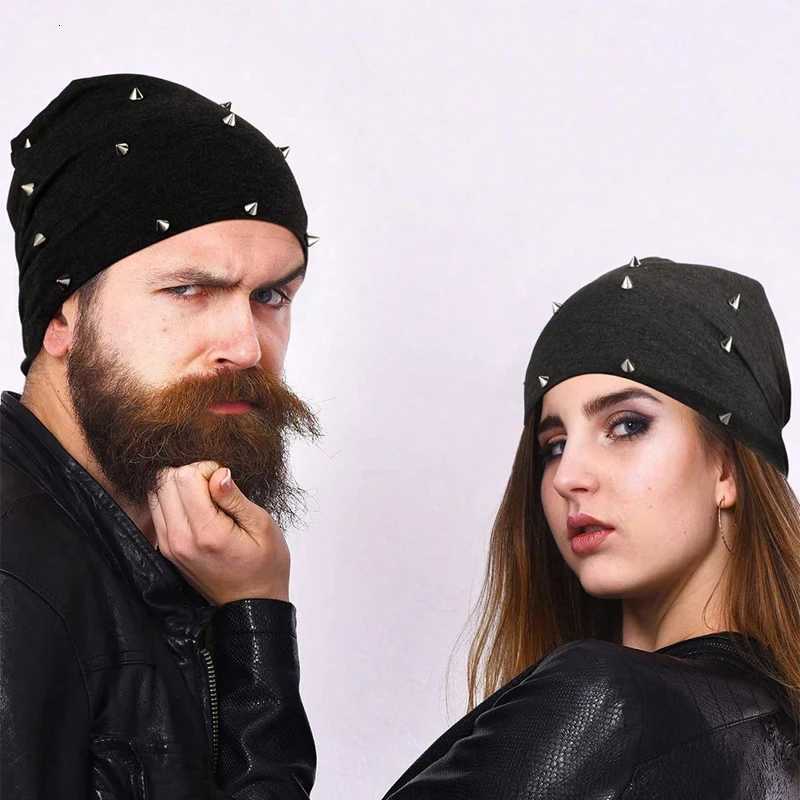 1pc Gothic Hat Unisex Goth Beanie Rivet Rock Punk Hat Stud Spike For Men Women Black GrayY2K Style lightweight and comfortableXJ251023