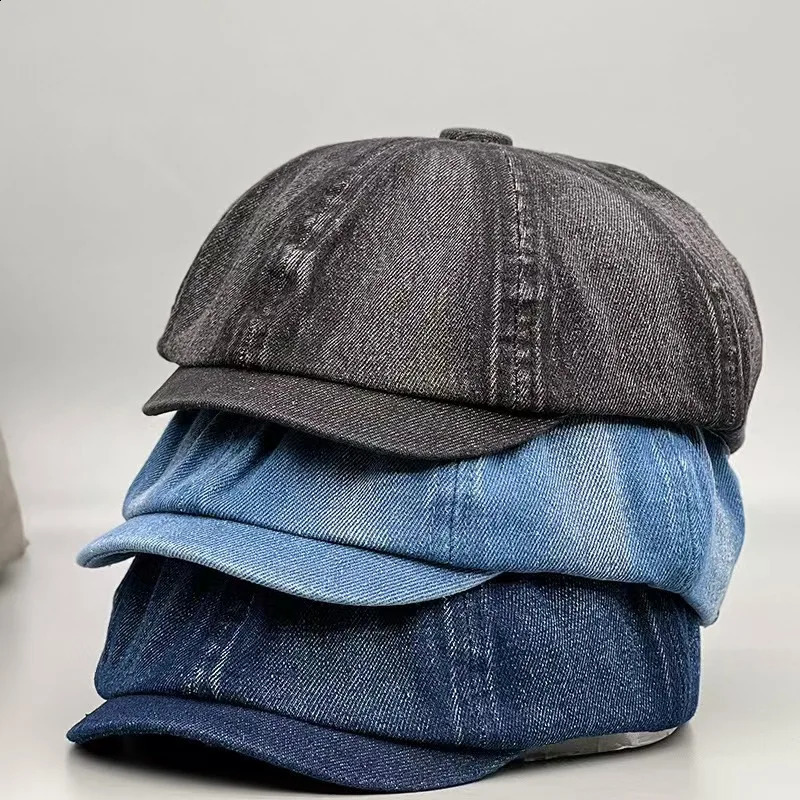 2025 Mens Beret Hats Black Blue sboy Caps Male Outdoor Street Dancing Washed Denim ed Cap Men Classic Kufi Hat Cool 251021