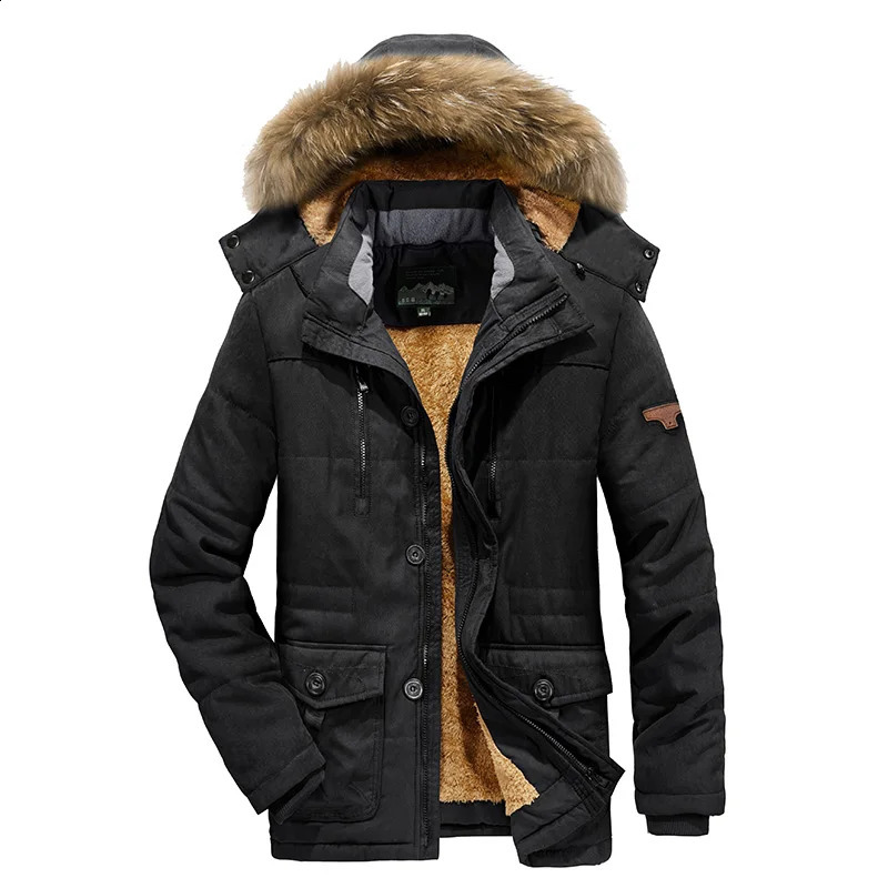 Mens Fleece Hooded Warm Cotton Cargo Parka Padded Coat Winter Parkas Work Clothes Pilot Jacket Outdoor Fur Coats Sport Jackets 251015