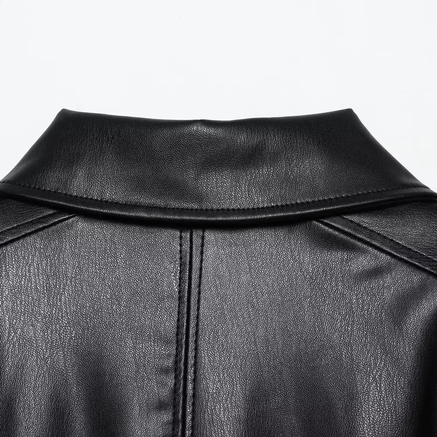 DiYiG WOMAN Autumn Fashion Leather Effect Jacket Retro Long Sleeve Joker Belt Outerwear Mujer 251017