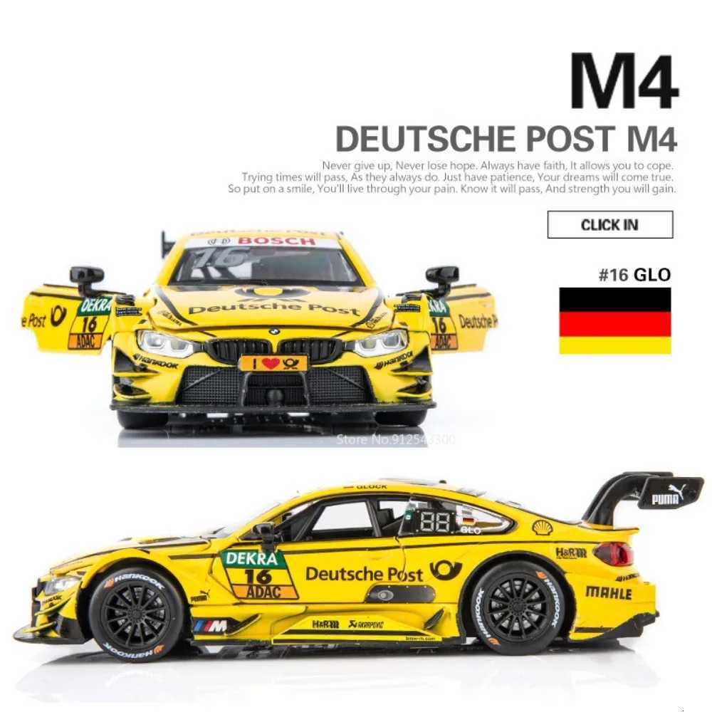 132 BMW M4 DTM Racing Car Model Toy Alloy Diecast with Sound Light Pull Back Model Car Collection Toys for Boys Holiday GiftsT251023