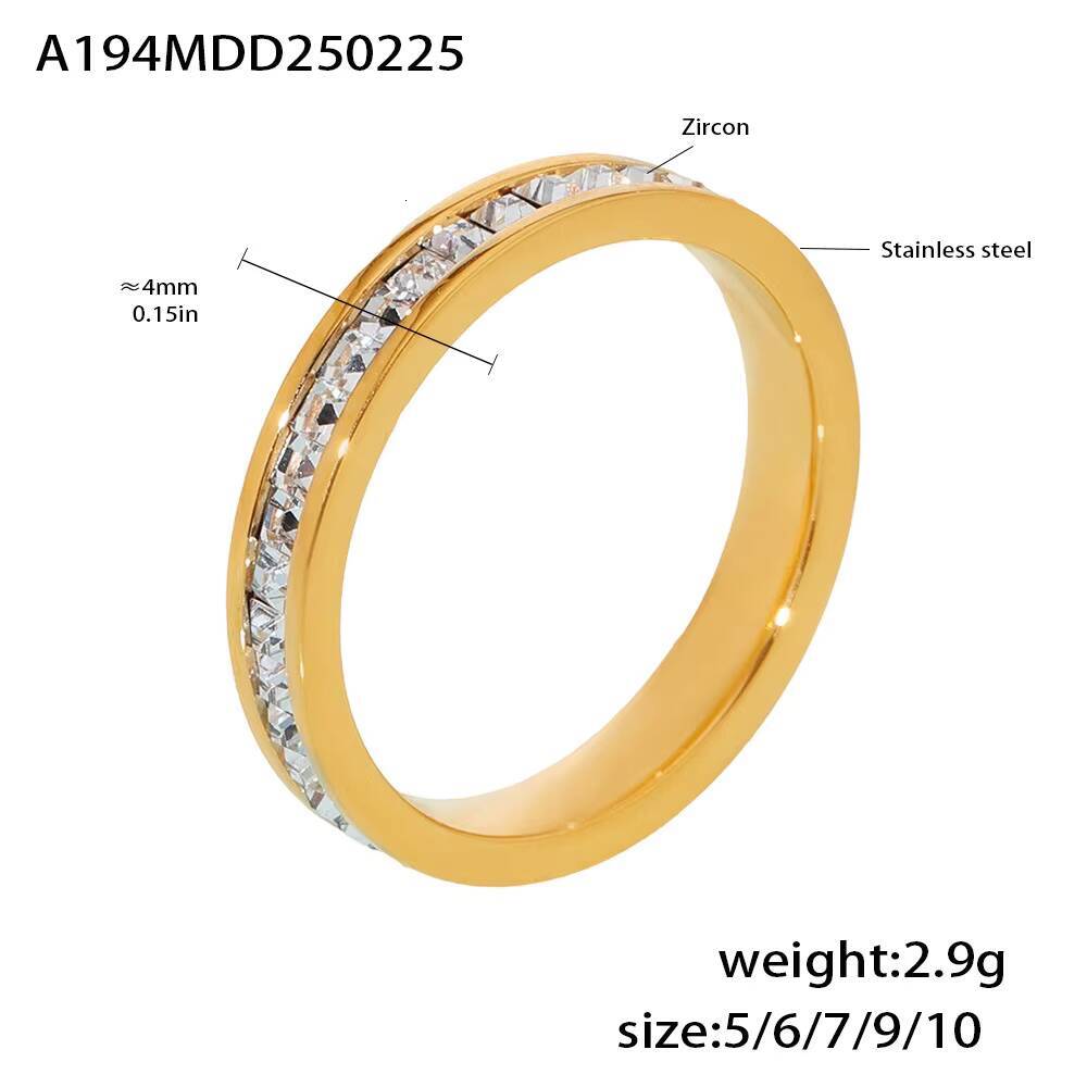 New Arrival Product Fashion Diamond Band Ring Stainless Steel Silver Rose Gold Plated Moissanite Wedding Ring Set