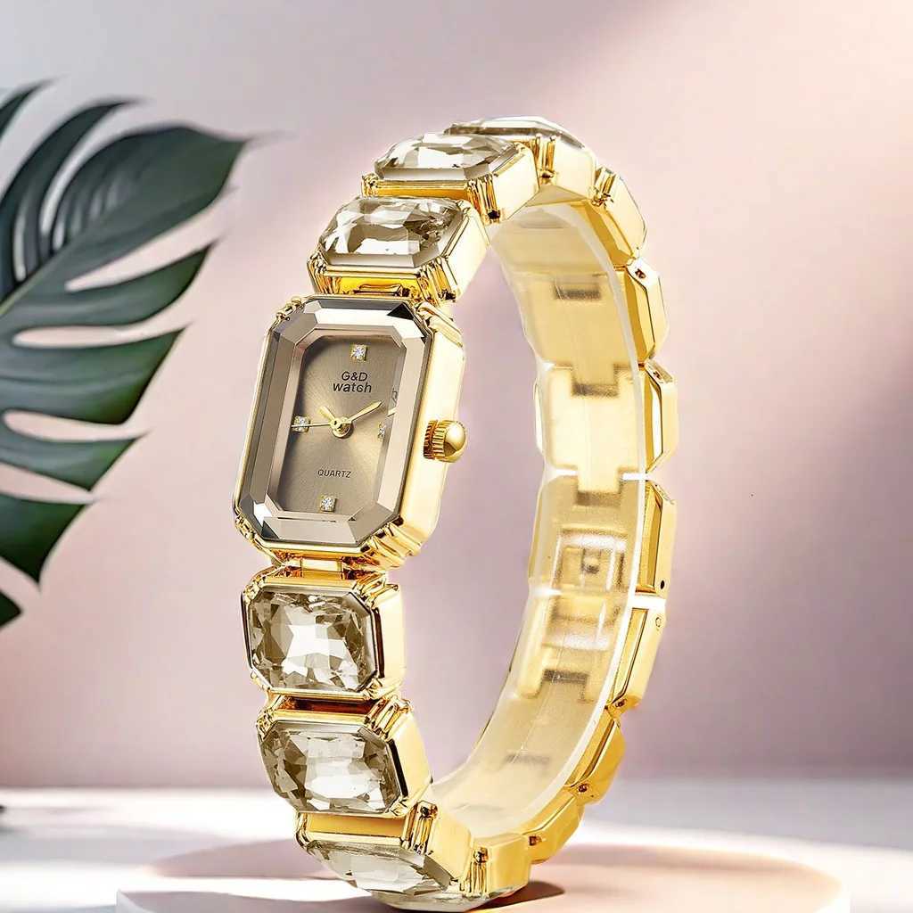 Ladies Wrist Watch Small Golden Square Quartz For Women Bracelet Watches Top Brand Luxury Diamond Fashion Womens Watch 2024L251023