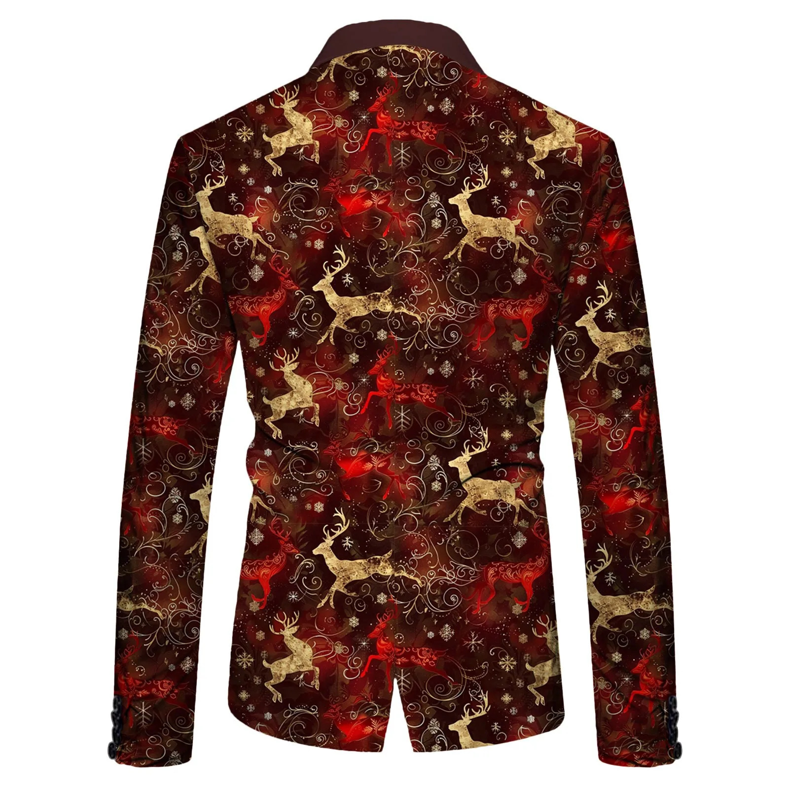 Vintage Mens Suits Fashion Christmas Print Long Sleeve Lapel Button Suit Jacket Pockets Mens Business Suit Jackets Party Wear 251016