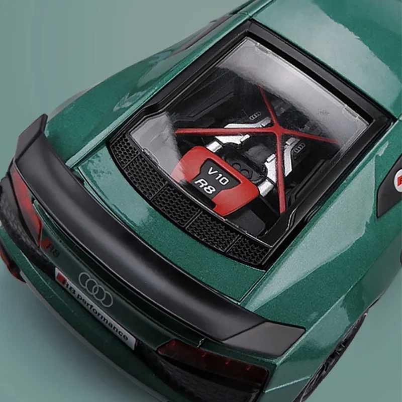 124 Audi R8 V10 Plus Sports Car Model Simulation Alloy Super Toy Car Kids Boy Gift Collection Miniature Car Toys Pull BackT251023