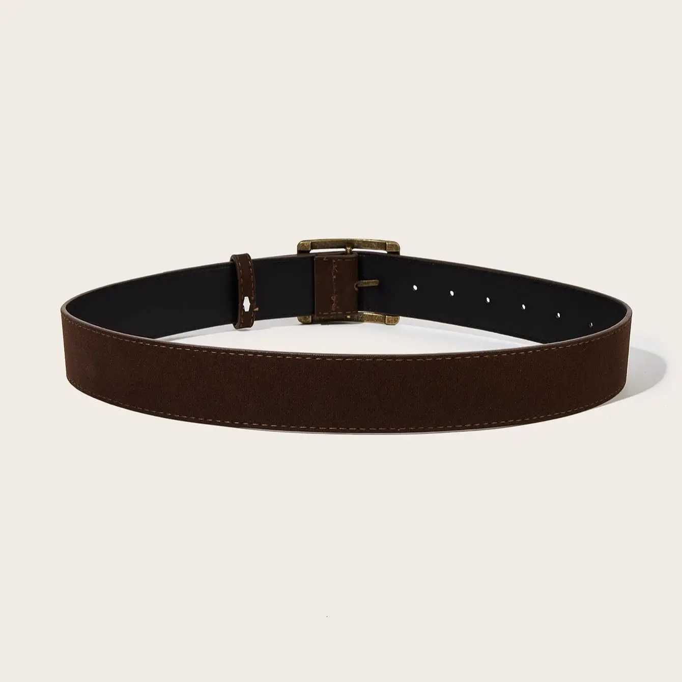 A unisex suede leather casual belt with a square buckle is suitable for daily wearXJ251023