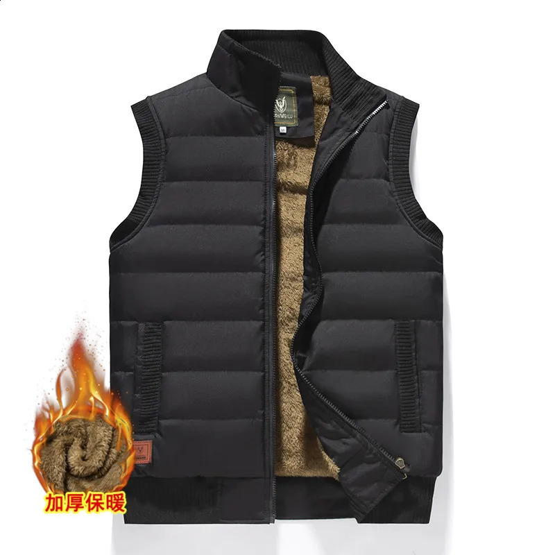 Plus Size Winter Mens Vest Fur Fleecelined Thick Warm Sleeveless Jacket Male Casual Zipper Up Thermal Outdoor Padding Big 6XL 251023