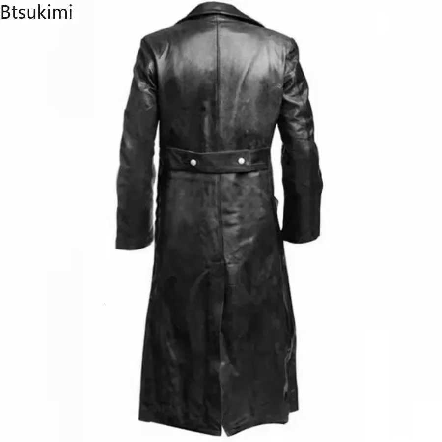 2025 New Arrival Mens Vintage Medieval Faux Leather Trench Coats Autumn Winter Fashion High Quality Jacket Cosplay Costume Male W251023
