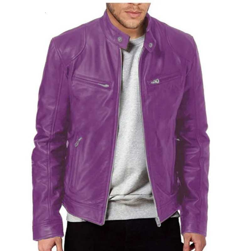 Mens Faux Leather Jacket Autumn Fashion Solid Color Zipper Motorcycle Jacket Mens Casual Long Sleeve Zipper Button Jacket W251023