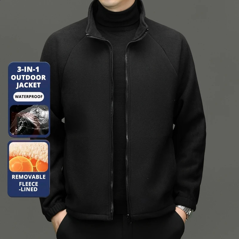 High End Graphene Silver Fur Inner Liner 3in1 Jacket Men Interchange Outdoor Sports Soft Shell Windbreaker Coats 251015