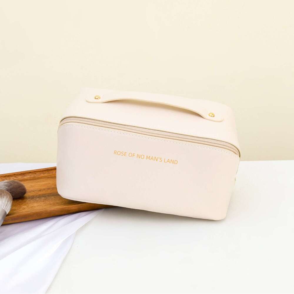 Accordion PU Leather Handbag Enhancing Appearance Pillow Cosmetics Toiletries Large Capacity Partitioned Storage Makeup Bag