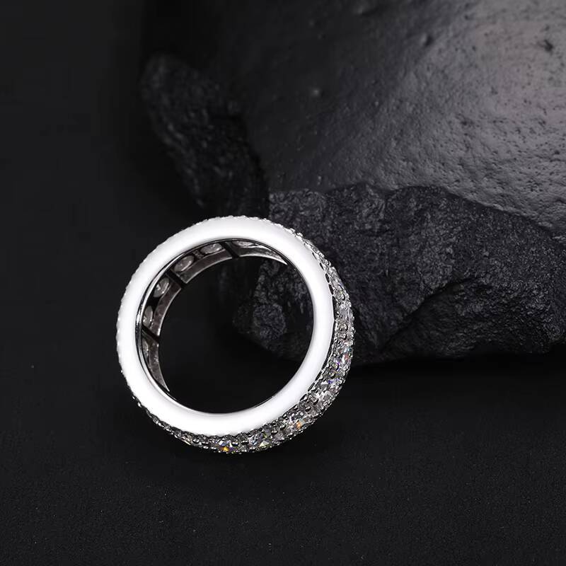 925 Sterling Silver Mens Eternity Band Rings Top Icy Fine Jewelry Wedding Engagement VVS D Color Moissanite Diamond 18K Ring