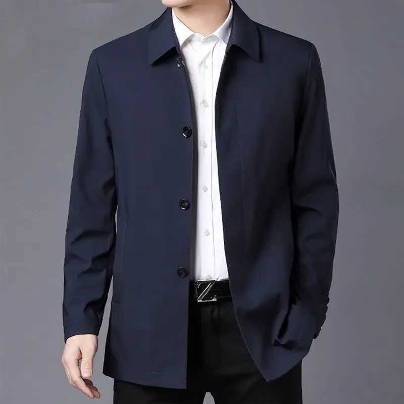 Casual Business Lapel Windbreak Jackets Men Coats New Brand Top Quality Spring Mens Trench Coat Solid Color Midlength Jacket W251023