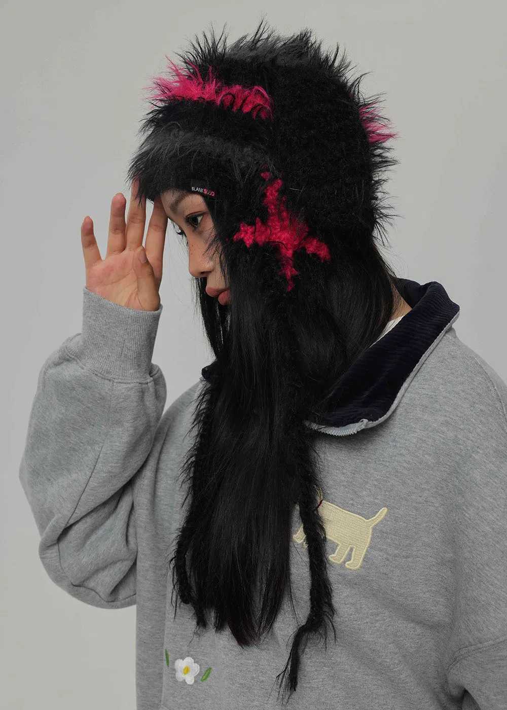 stripecony hair Hand hook hat FUR Wens Winter Thicke Warm Knitted Wool Cold Large Surround Hat with earflapsW251023