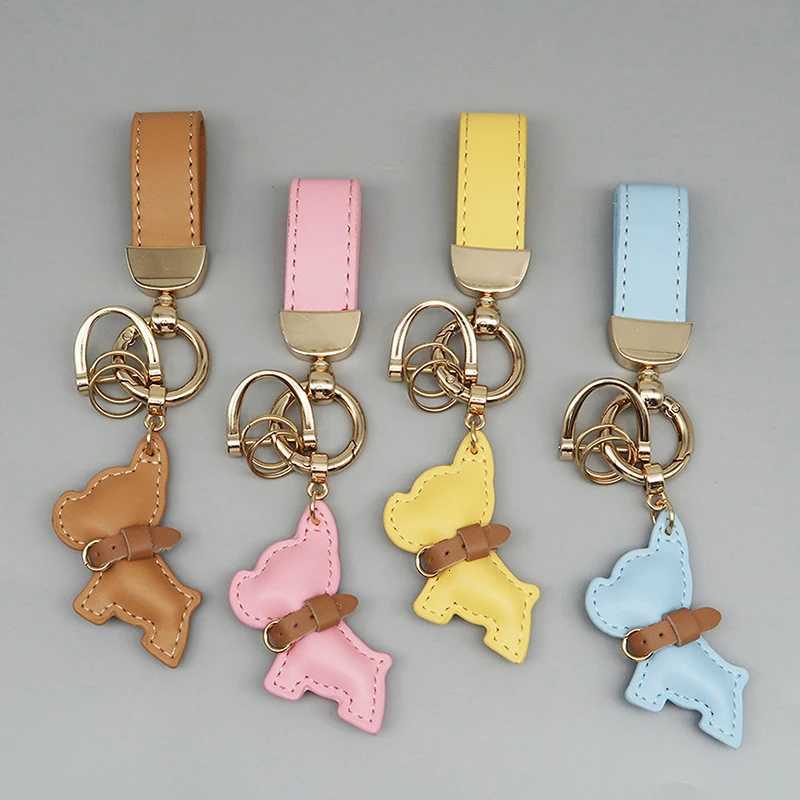 Trendy Leather Car Keychain Adorable French Bulldog Puppy Perfect Bag Pendant Gift Z251023