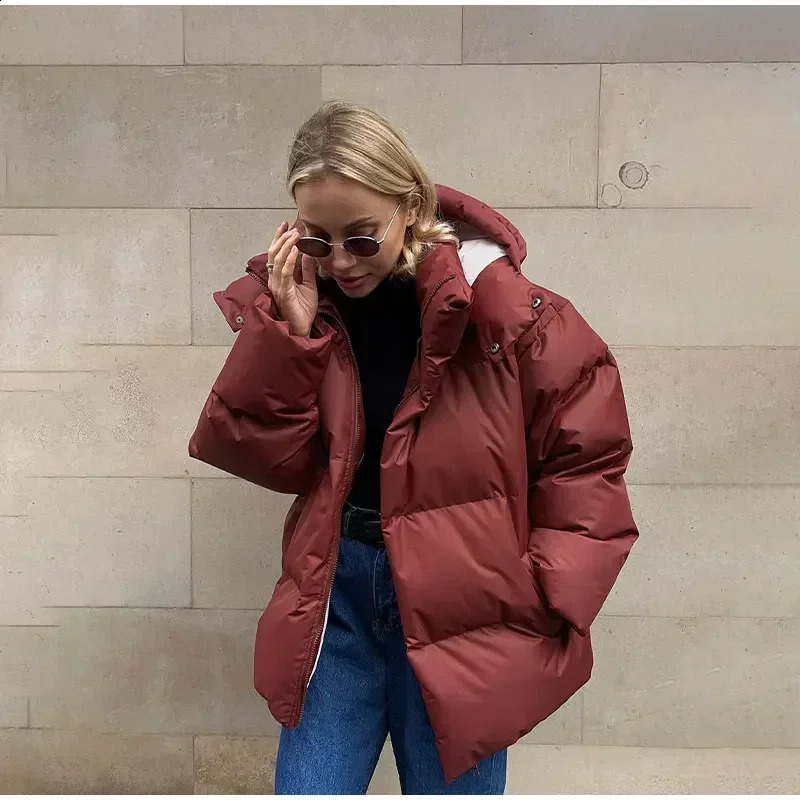 Zekye Winter Solid Color Jacket Zipup Womens Lightweight Padded Bomber Long Sleeve Coats Ladies Coat 251021