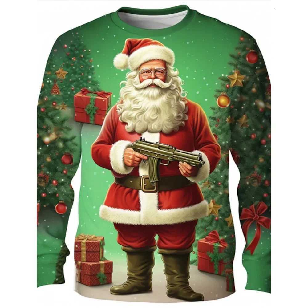 New Santa Claus printed Tshirt mens shirt top oversized Tshirt fun mens Tshirt holiday gift round neck clothes 6XLXJ251023