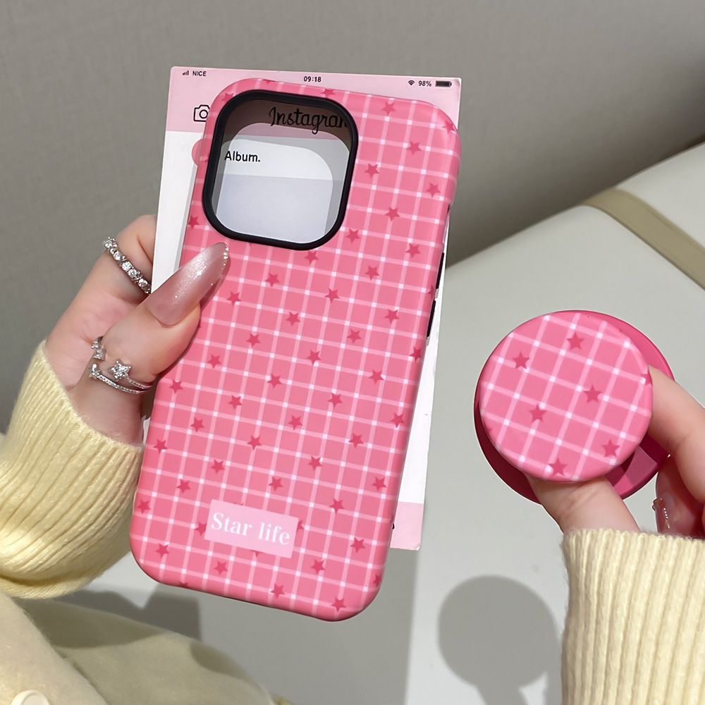 Magnetic Stand Checkered Phone Case for iPhone 17 Pro Max, Cute Grids Plaid Checkerboard Aesthetic Design Compatible with Slim Bumper Shockproof Prote