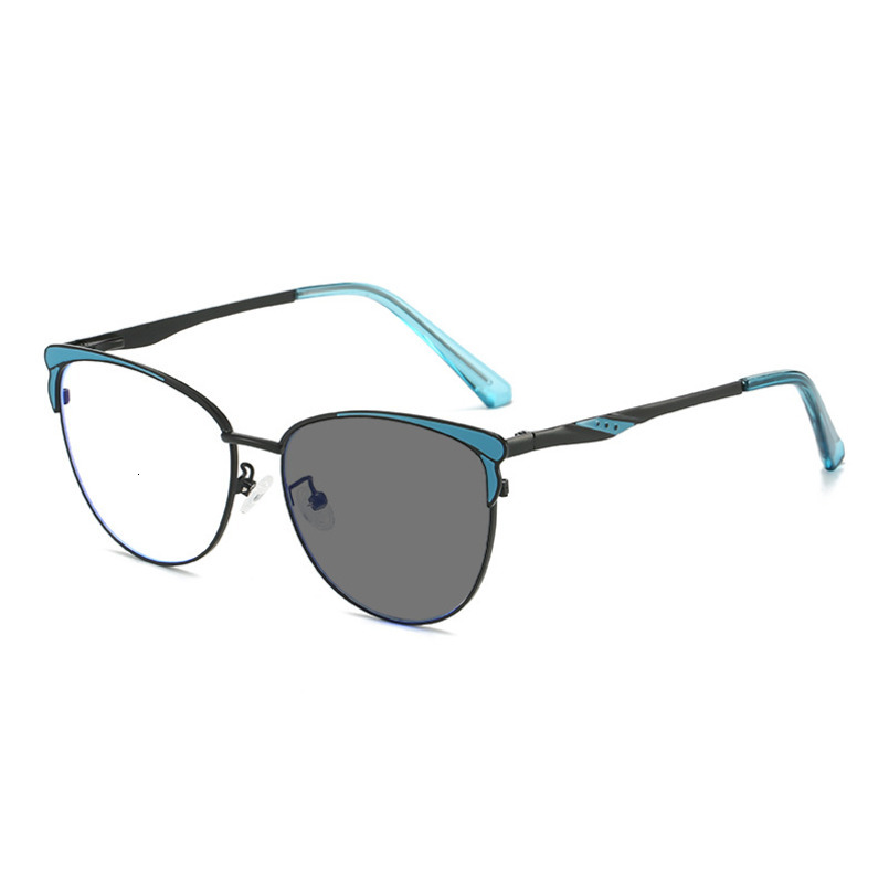 Color Changing Glasses New Fashion Frame Metal Cat Eye Anti Blue Light Fresh Style YuSt7166 Can Be Paired With Myopia