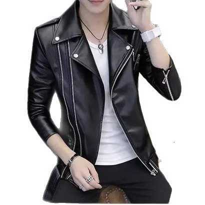 2025 mens new autumn clothing new locomotive oblique zipper slim PU leather jacket W251023