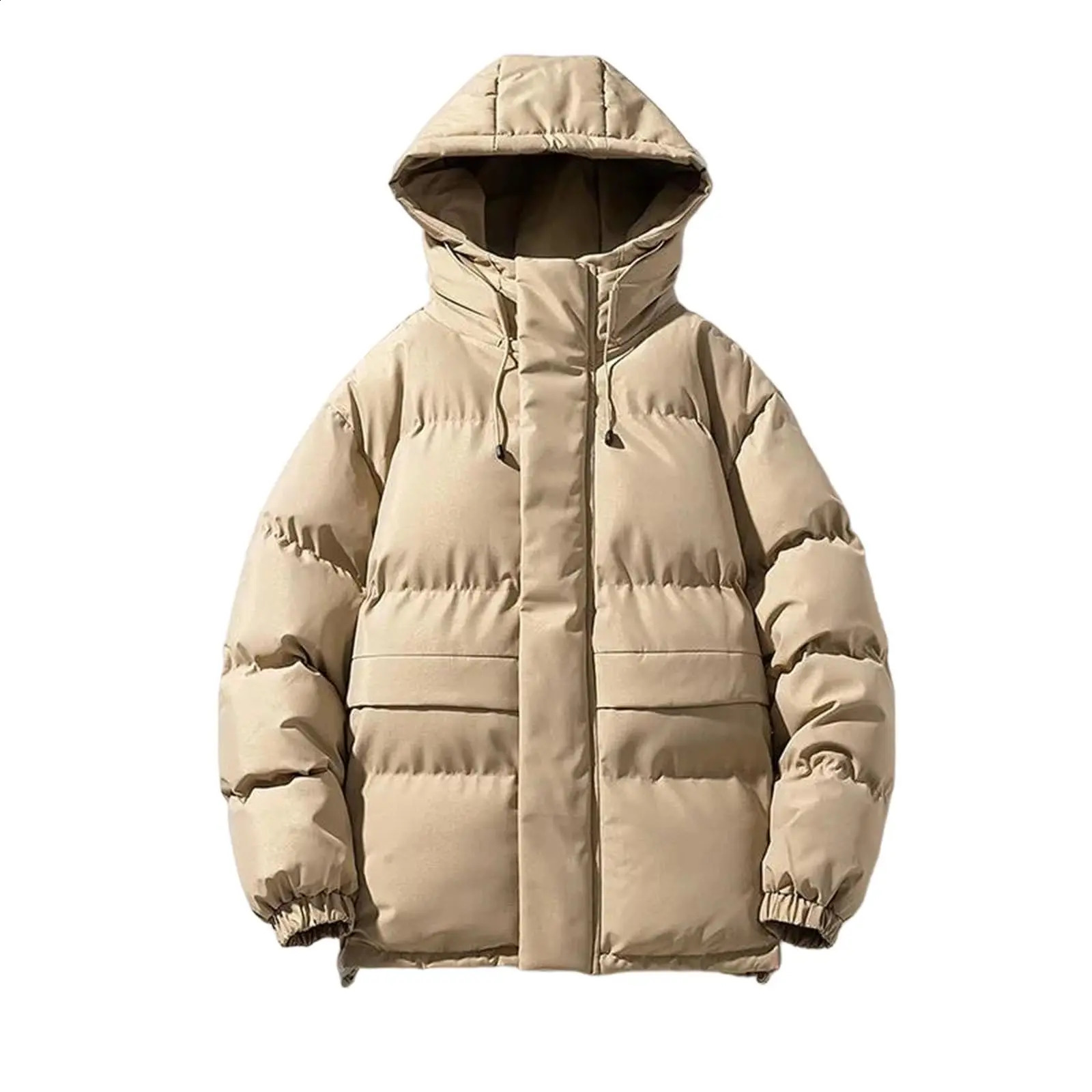 Mens Hooded Casual Overcoat Warm Outdoor Cottonpadded Jacket Trendy Loose Retro Bread Coat 251015