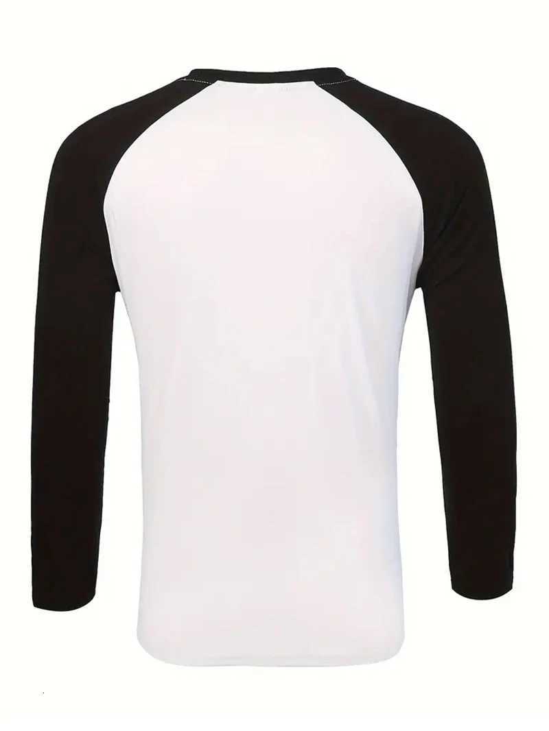 Spring Autumn New Spell Color Simple Style Long Sleeve Round Neck Tops T Shirt Men Pullover Tops T Shirts 100 PolyesterXJ251023