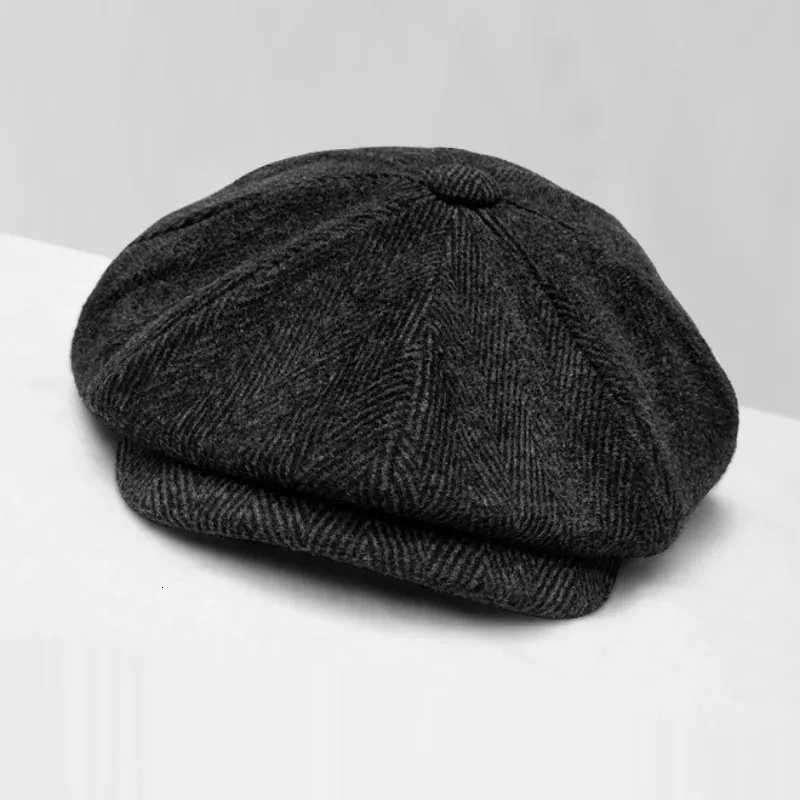 Retro Big Size 62cm Newsboy s Men Vintage Wool Warm Thick Beret Winter Driver Hats for Ma Tweed Casual Flat OctagonalW251023