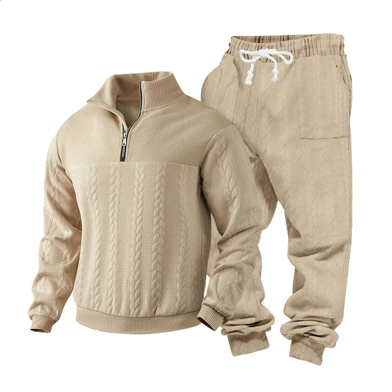 Mens Winter Collection European American TwoPiece Sweatshirt Set Jacquard Street Fashion Casual Sportswear 1 Or 2 Pieces 251023
