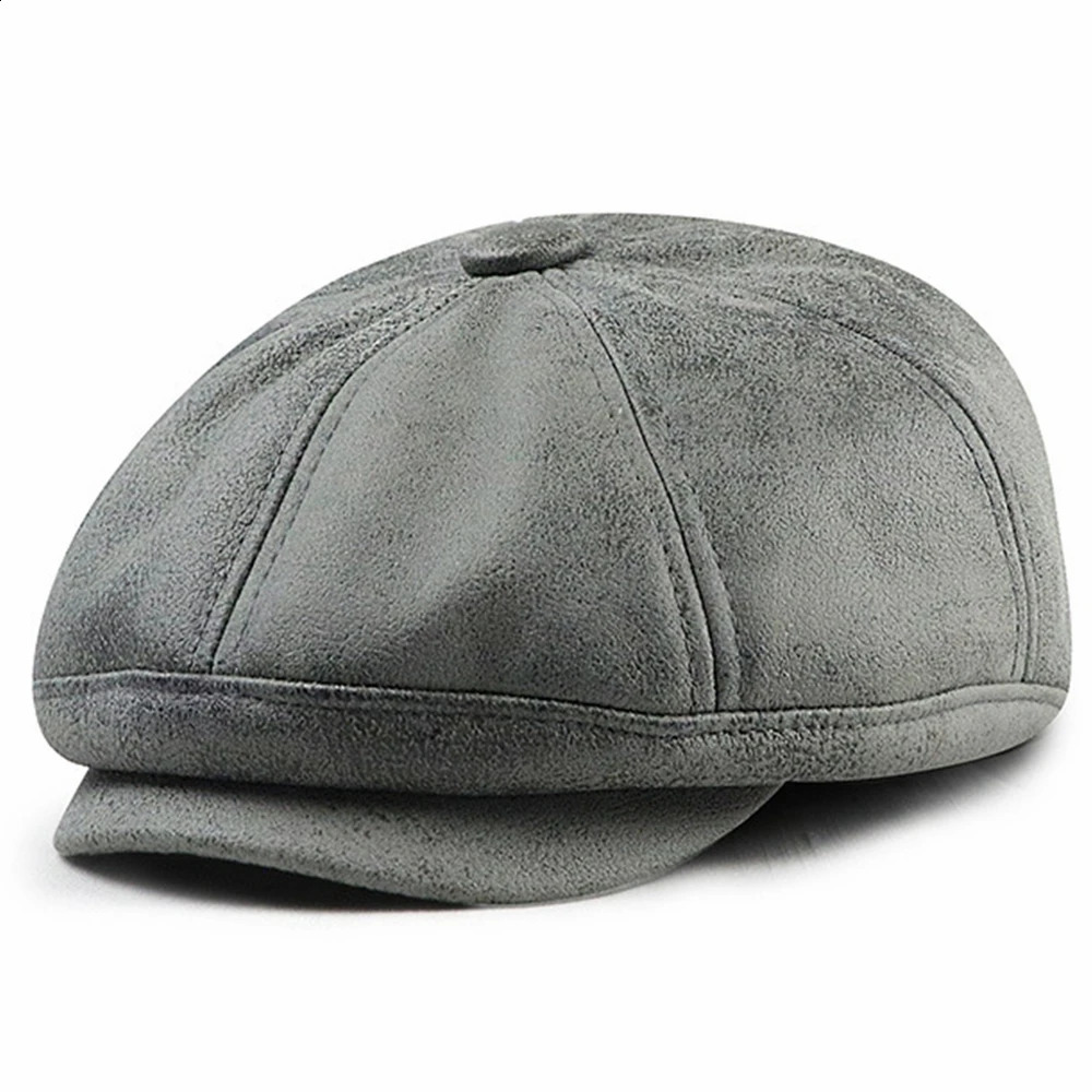 Women Fashion PU Leather Flat Cap Vintage Cabbie Hat Dad Gatsby Ivy Hats Irish Hunting Men sboy Caps 251021