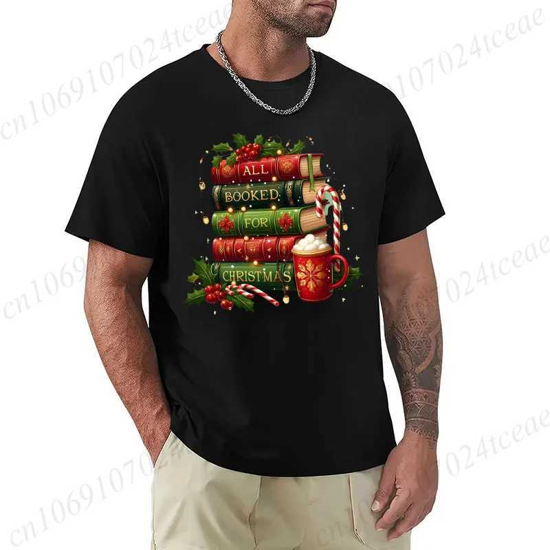 All Booked for Christmas Printed Tshirt Women Men Tshirt Christmas Teacher T Shirt Caual Book Lovers Mens TShirt Short SleeveXJ251023