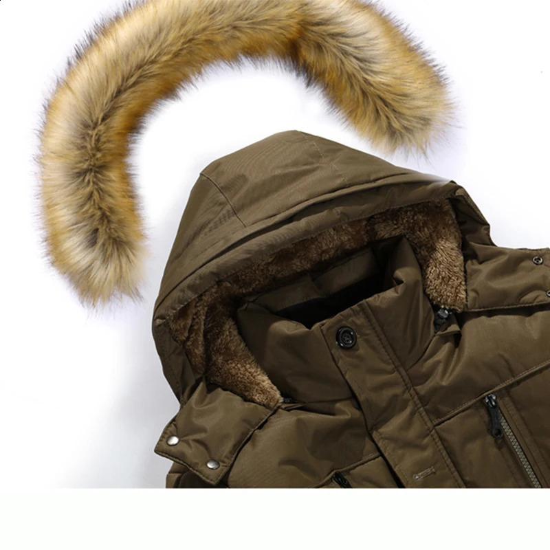 Thickening Man Parkas Outdoors Solid Windproof Removable Hat Jackets Winter Medium Long Styles Fleece Keep Warm Coats 251015