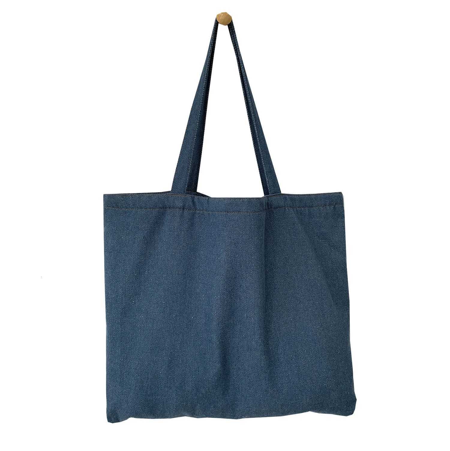 Solid Color Simple Womens Shoulder Bag Large Capacity Portable Ladies Shopping Bag Retro Denim College Girls Book Tote HandbagsL251023