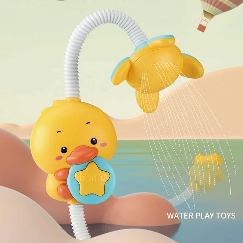 Baby shower toy with water spray duckling flower model rotating faucet electric shower water spray swimming baby shower J251023