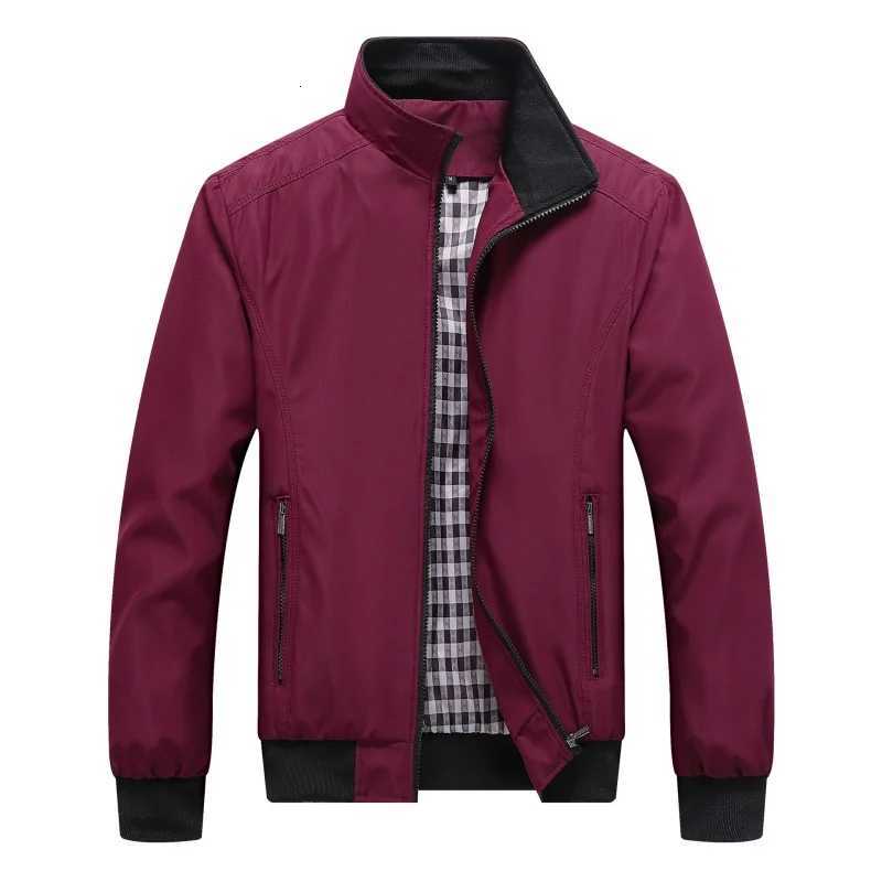 Spring Autumn Casual Coat Man Handsome Zipper Jacket Solid Color Plus Size Slim Fit Business Stand Collar Breathable Work Jacket W251023