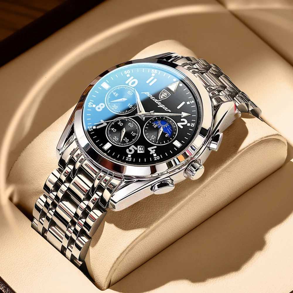 POEDAGAR Men Watches Stainless Steel Top Luxury Fashion Business Wristwatch Waterproof Luminous Quartz Watches Relogio MasculinoL251023