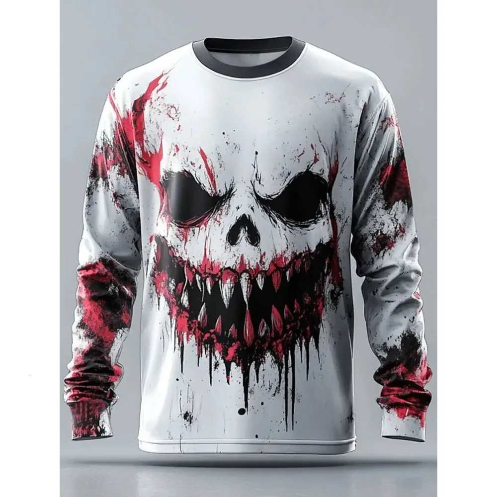 Cool Skulls Horror Mummy 3D Print T Shirt Tee Street Casual Halloween Long Sleeve Crew Neck Shirt Fall Mens Clothing TShirtsXJ251023