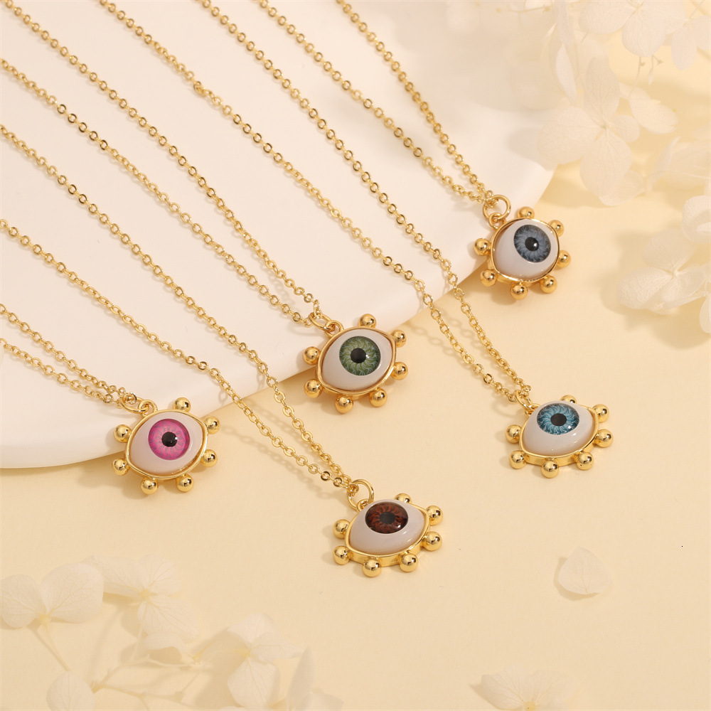 Gold necklace Devil's Eye Pendant Necklace Copper Plated 18K Gold Blue Eye Niche Collarbone Chain designer necklace for women free shipping