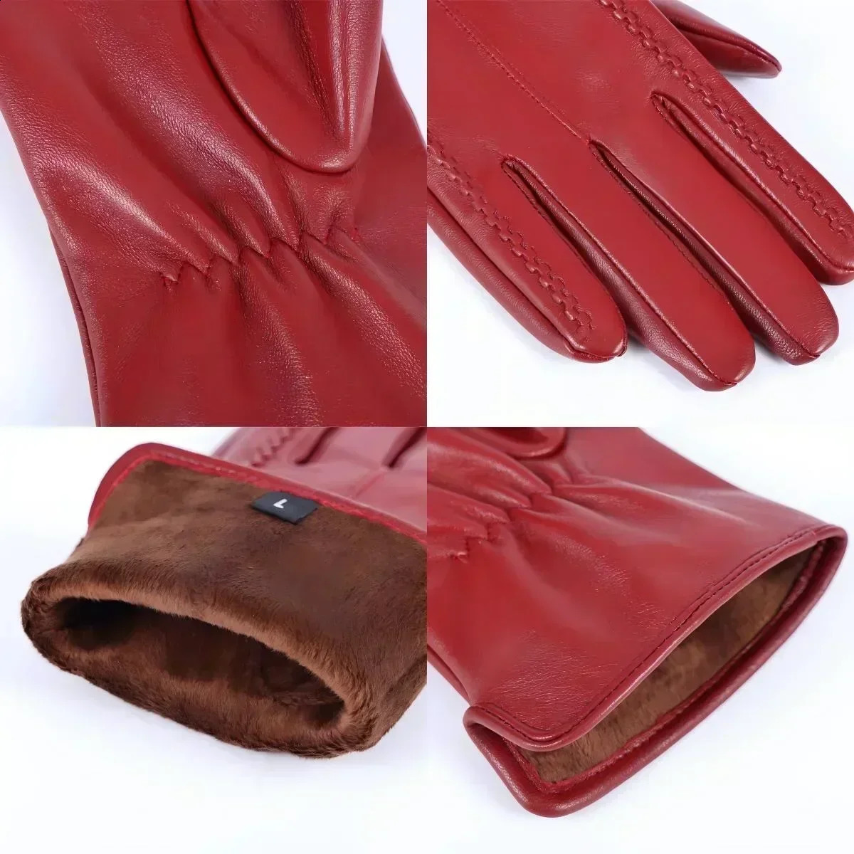 Womens Sheepskin Good Quality Gloves Winter Warm Plus Velvet Short Thin Touch Screen Driving Color Womens Leather Gloves 251020