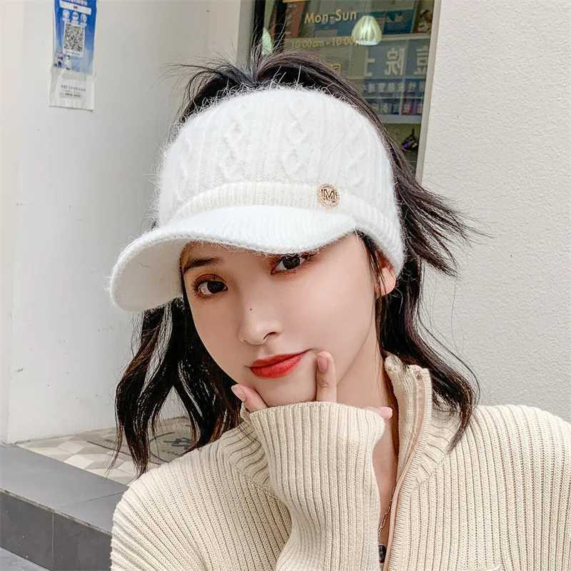 Wens autumn and winter pty top hat knitted rabbit fur and plush thicke warm ear protection duck tongue baseballW251023