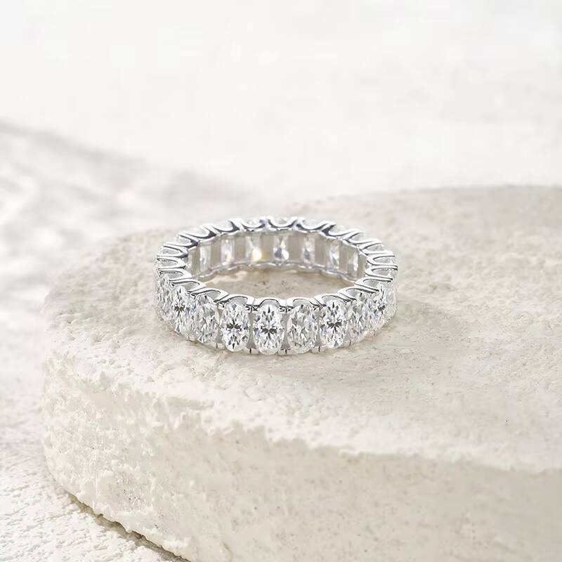 Custom Featured Selections Gold Oval Moissanite Ring Eternity Wedding Fine Jewelry Full Diamond Engagement Women Luxury Ring
