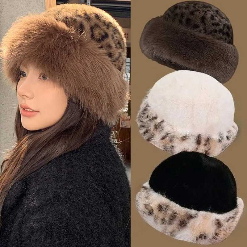 New Winter Warm Thicken Beanies Leopard Print Faux Fur Mongolian Hat Ethnic Style Fisherman Hat Traditional Headwear Fashion CapXJ251023