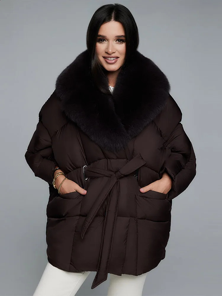 Thicken Cotton Jackets Women Long Sleeves Detachable Fur Collar Lace Up Pockets Coats Female Winter Chic Warm Outwears 251021