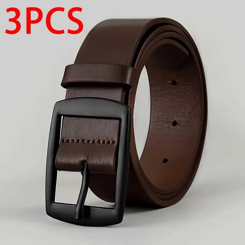 3pc Luxury Belt for Men PU Leather Belt Metal Pin Buckle High Quality Famous Brand Designer Waist Strap Belt For Jeans Plus SizeXJ251023