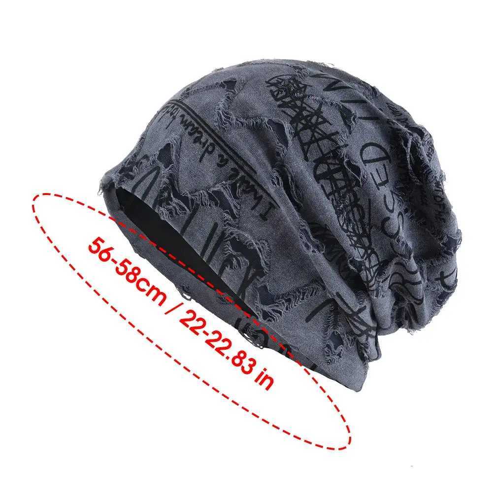 Fashion Hip Hop Letter Print Beanie Hats For Women Men Vintage Thin Bonnet Distressed Cracked Wasteland Style Casual HatsXJ251023