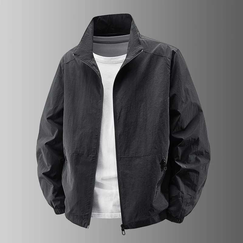 Autumn New Mens Jacket Lapel Collar Stylish Casual Outdoor Jackets Solid Color Breathable LIghtweight Basic Style Outwear W251023