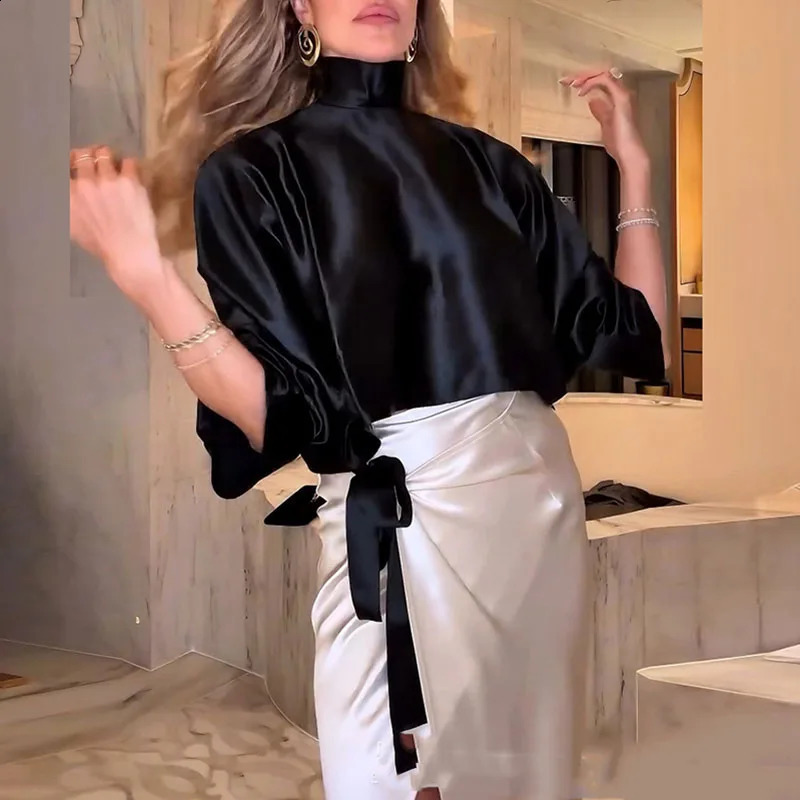 Autumn Temperament High Split Outfit Fashion Party Slim Fit Two Piece Set Ladies Neck Long Sleeved Top and Skirt Suit 251022